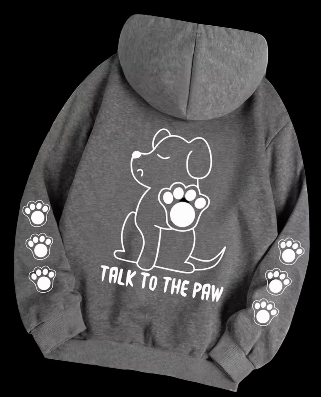Talk To The Paw Hoodie Dark Grey
