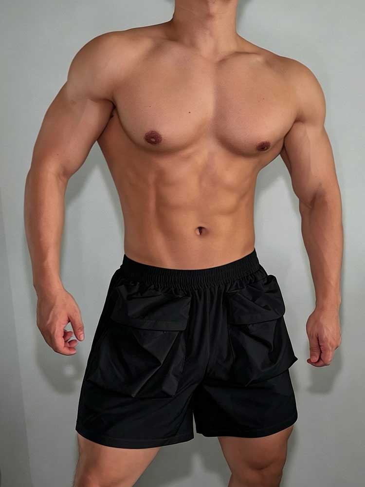 Men's Large Pocket Solid Color Sports Beach Shorts