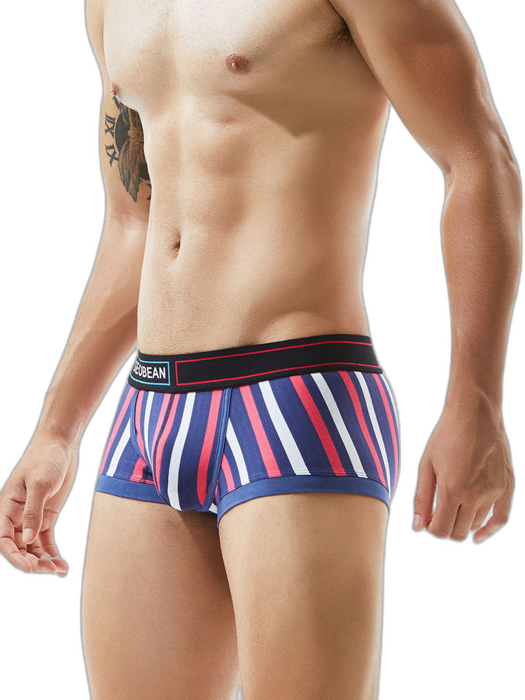 2 Pack Men's Colorful Striped U Convex Pouch Trunks