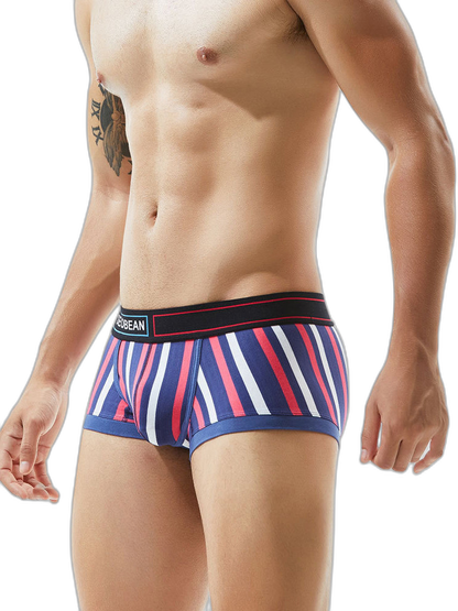 2 Pack Men's Colorful Striped U Convex Pouch Trunks