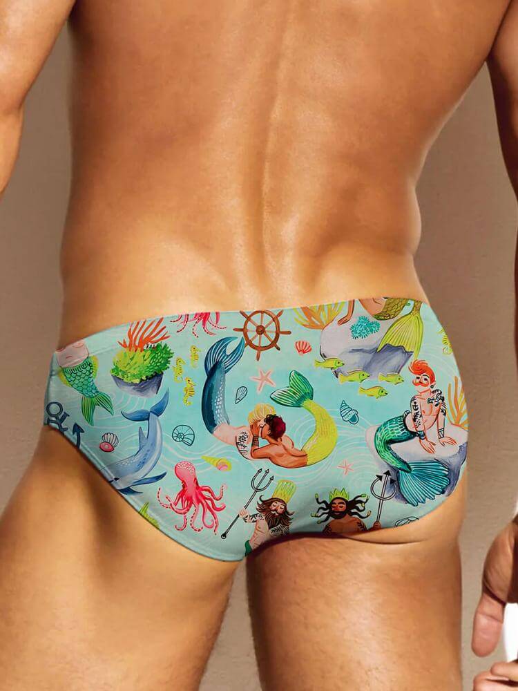 Men's Retro Mermaid Sailor Print Top and Pants 