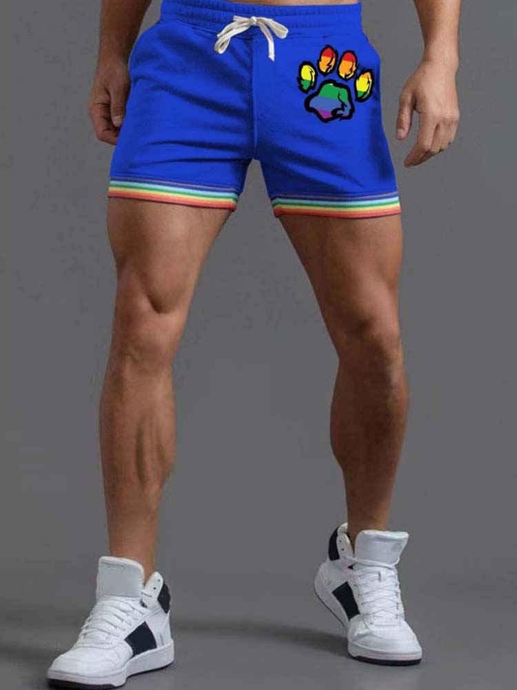 Men's Fashionable Rainbow Stripe Beach Shorts