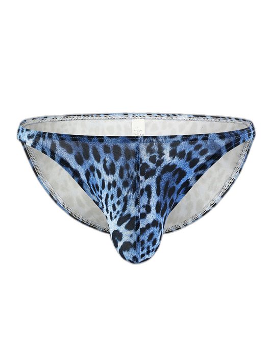4 Pack Men's U-Convex Leopard Print Nylon Bikini