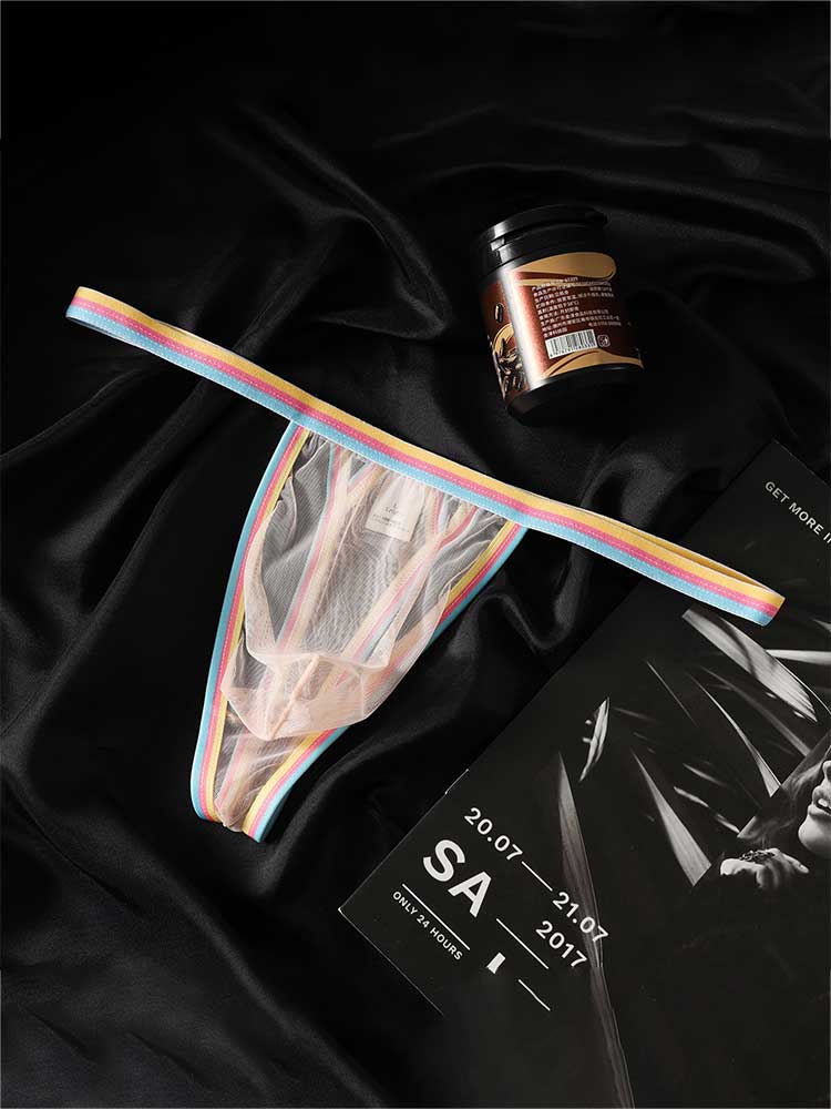 Men's Sexy Thin Sheer U-Convex Mesh Pouch Thong