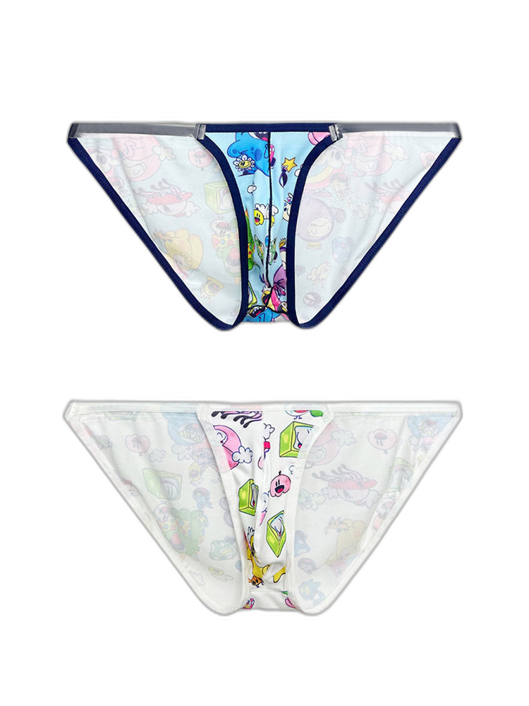 2 Pack Men's Trendy Printed Cartoon Comfortable and Breathable Bikini