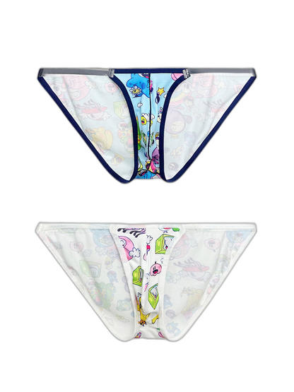 2 Pack Men's Trendy Printed Cartoon Comfortable and Breathable Bikini
