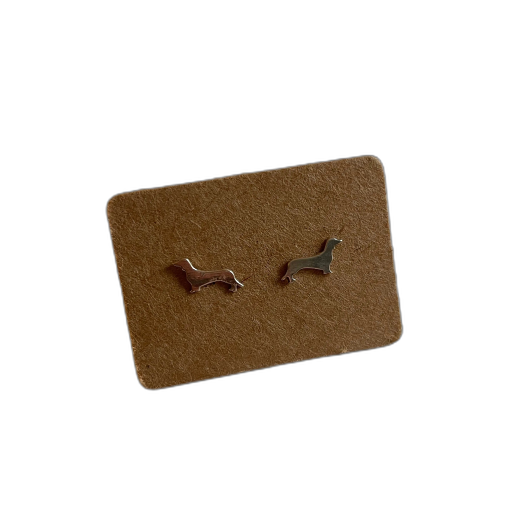 Sterling Silver Dachshund Earrings