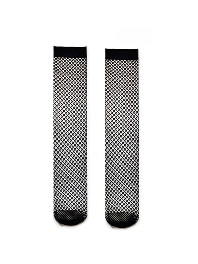 D.M Men's Solid Color Simple Mesh Socks