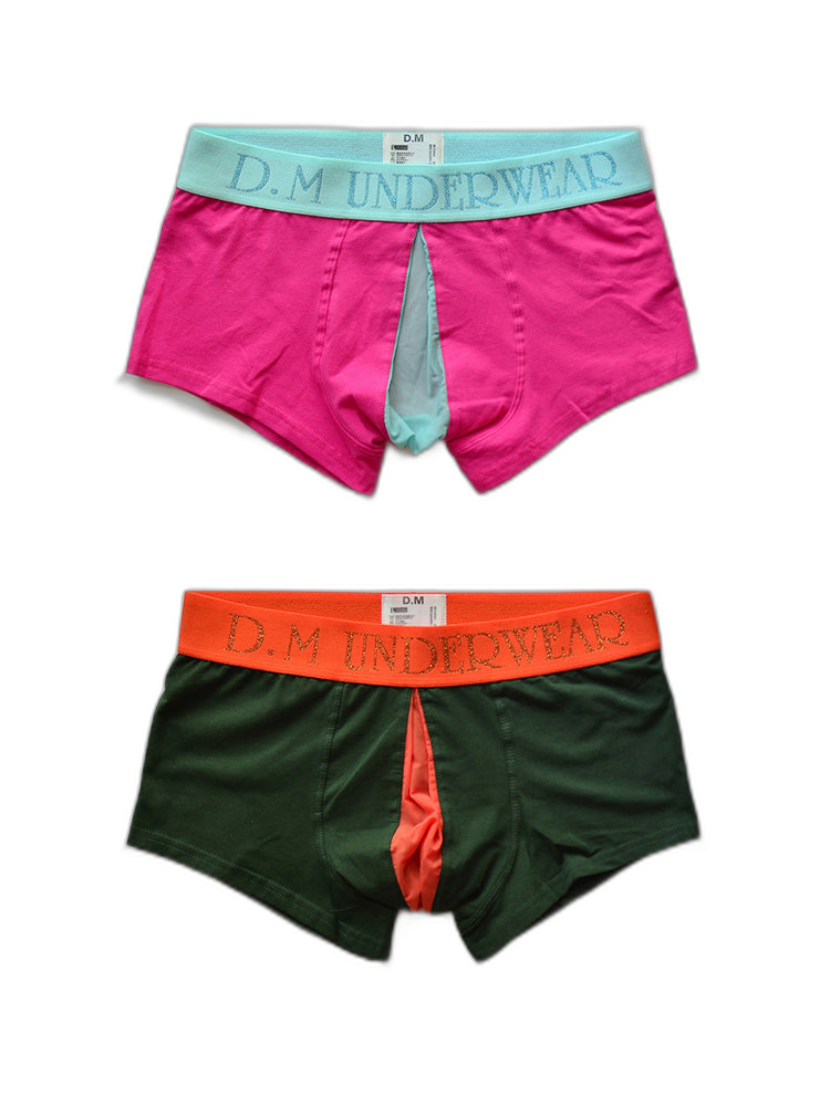 2 Pack Men's Mesh Transparent Open-Cut Cotton Mesh Trunks