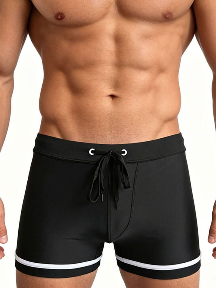 Men's Color-Block Slim-Fit Drawstring Swim Trunks