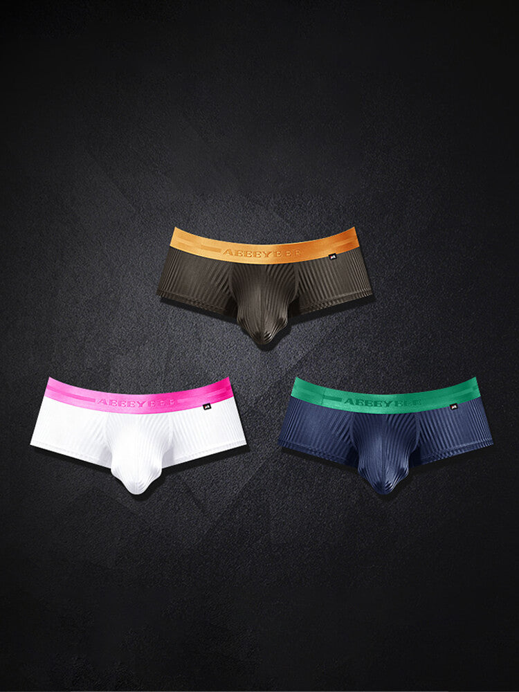 Men's Shiny Stripes Sexy Low-Rise Boxer Briefs