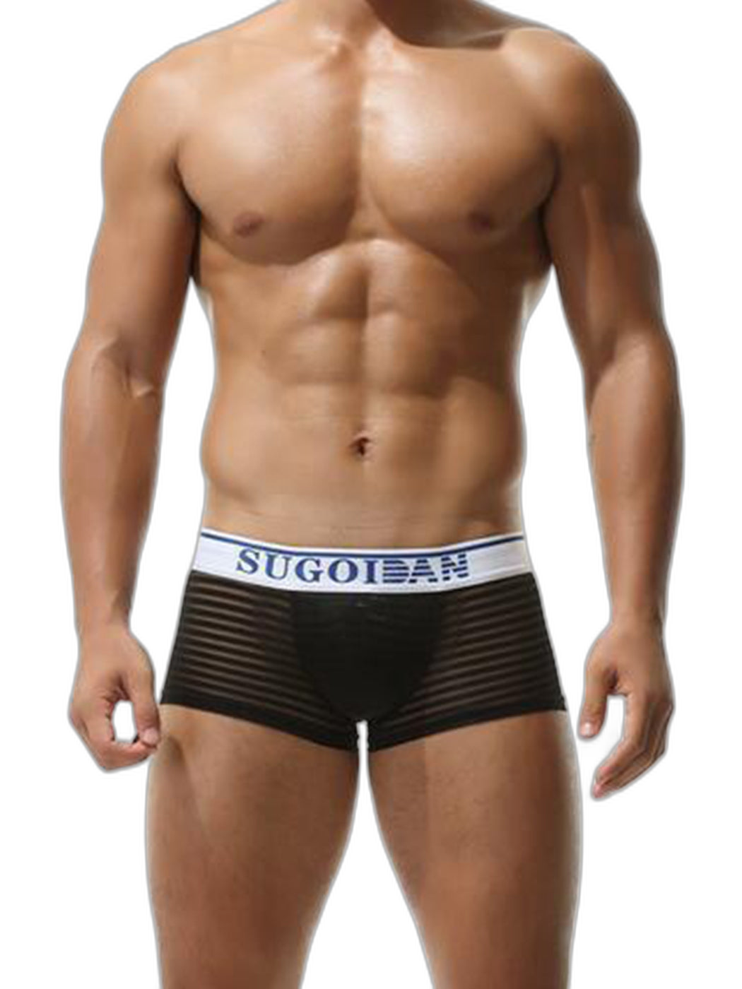 Men's Sexy Transparent Striped Trunks