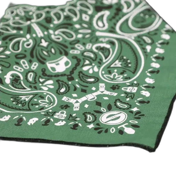 Mr.S Leather Zipper Pocket Neck Hanky - Green