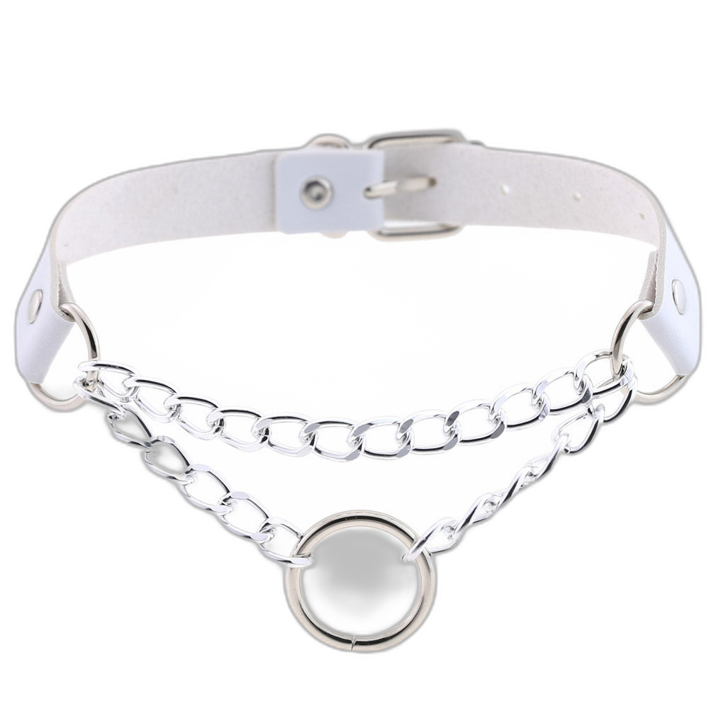 Chained O-Ring Leather Collar / Choker