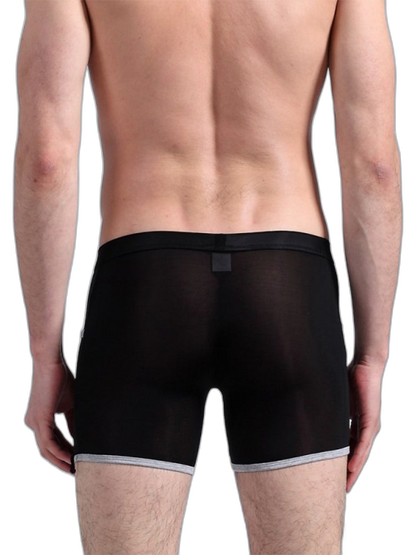 3 Pack Men's Long Leg Boxer Briefs Made of Ultra-Thin Ice Silk with Anti-Wear Elastic