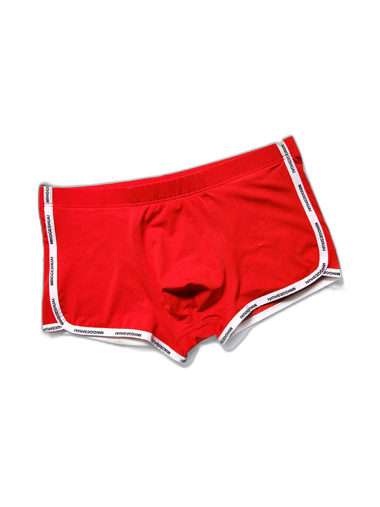 Men’s Letter Trim Applique Cotton Trunks