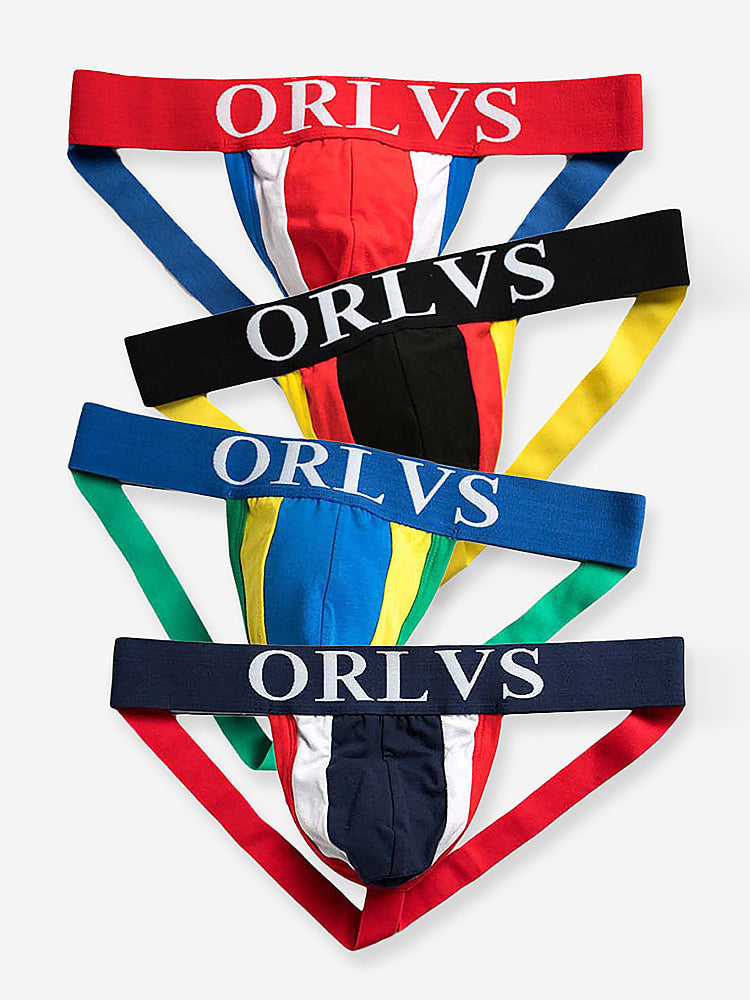 4 Pack Contrast Colors Low Rise Jockstraps