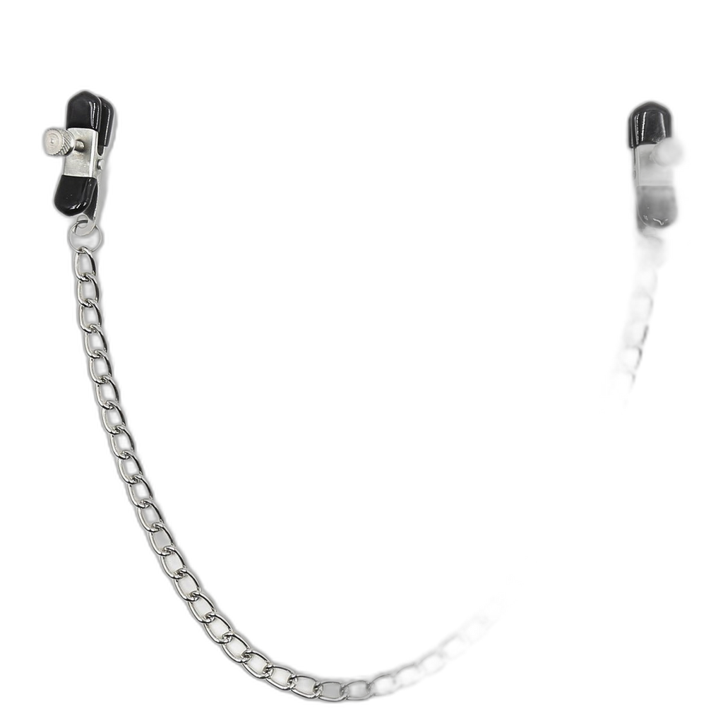 ruff GEAR Metal Wide Grip Nipple Clips with Chain Silver