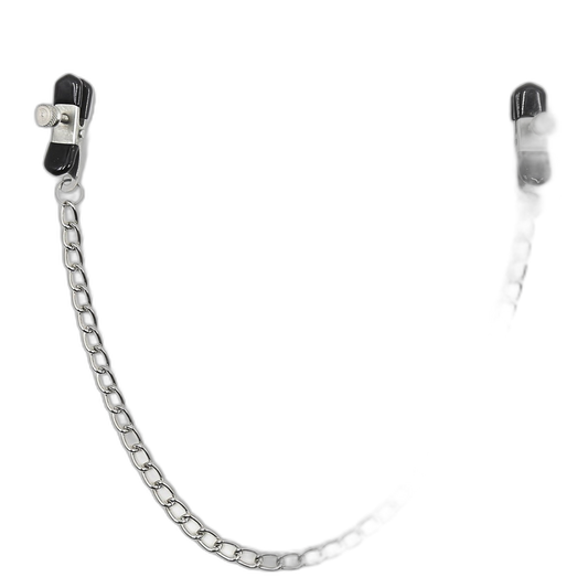 ruff GEAR Metal Wide Grip Nipple Clips with Chain Silver