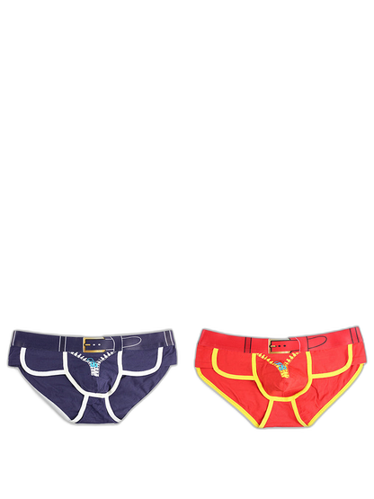 Zipper Belt Printed Cotton Pouch Briefs