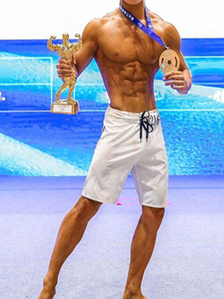 Men's Printed Bodybuilding Beach Drawstring Shorts