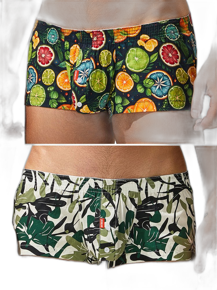 2 Pack Men's Printed Pure Cotton Trunks