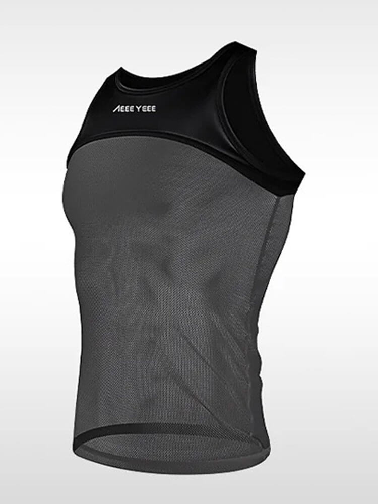 Men's Sexy Sheer Mesh Tank Top and Cutout Briefs