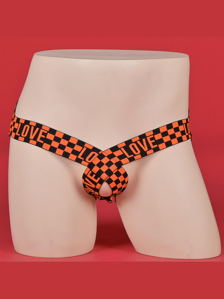 Men's Sexy Love Letter Belt Revealing Buttocks Thong