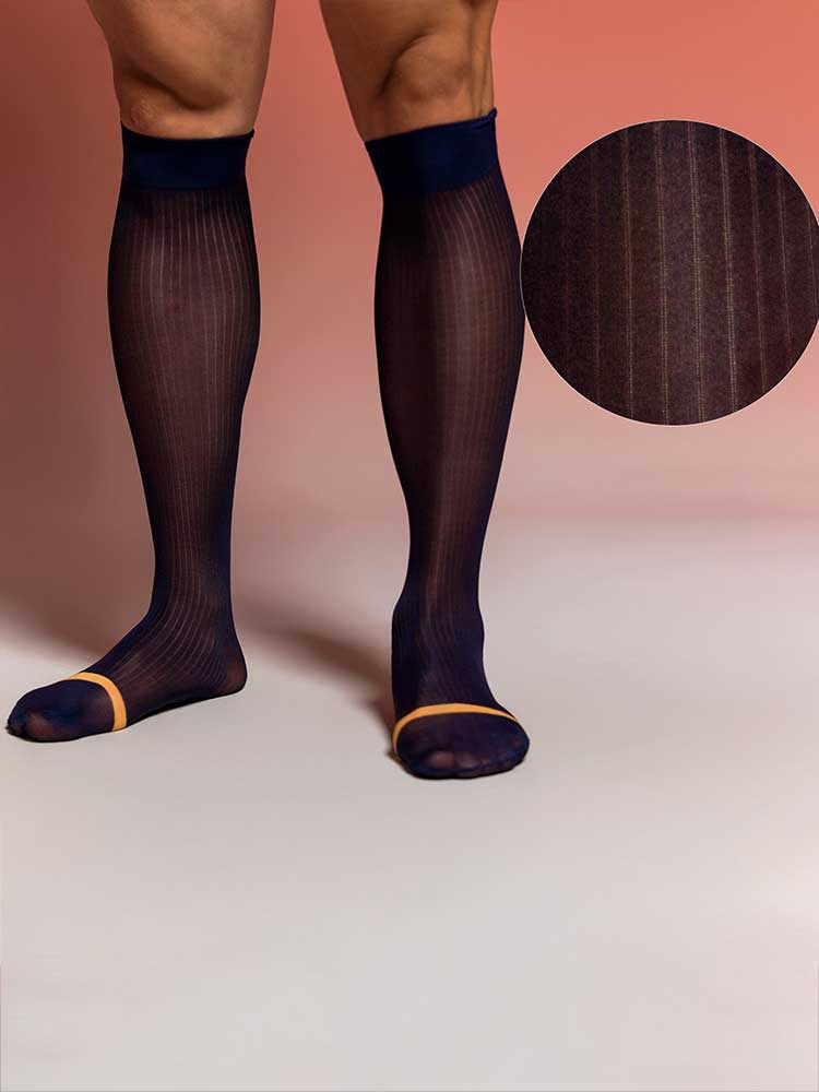 Men's Vertical Striped Business Suit Long Socks