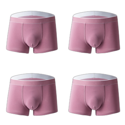 4Pcs Men's Cotton Solid Mid-rise Trunks