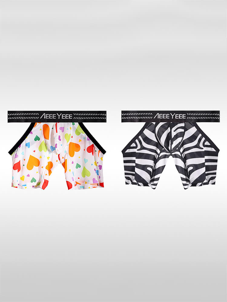 Men's Sexy Seamless Leopard Print Cutout Boxer Briefs