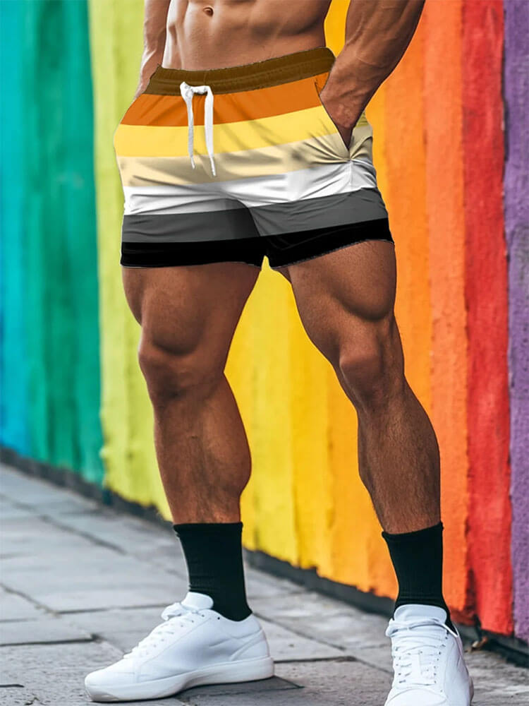 Men's Fashion Rainbow Striped Beach Shorts