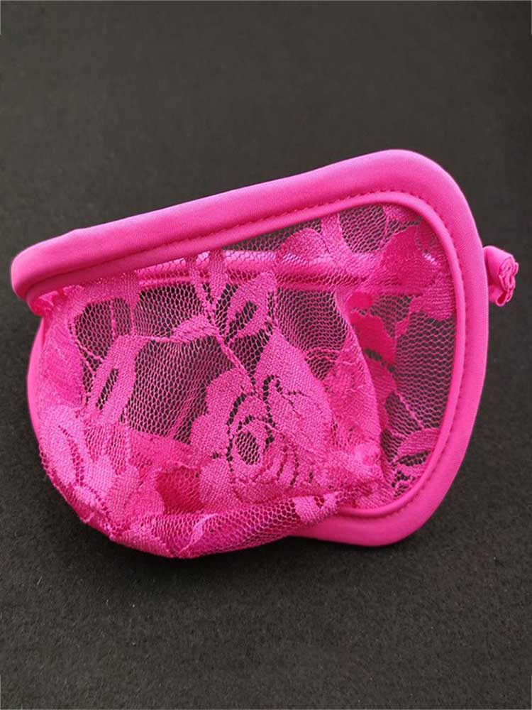 Men's Sexy See-through Lace C-String Backless Thong