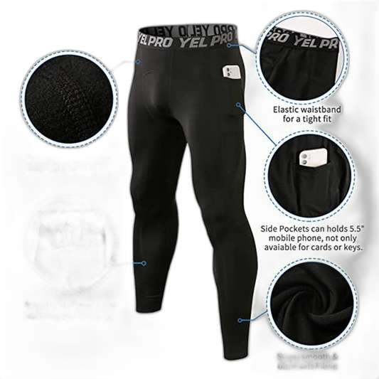 Mens Sports Thermal Leggings Compression Base Layer Tights