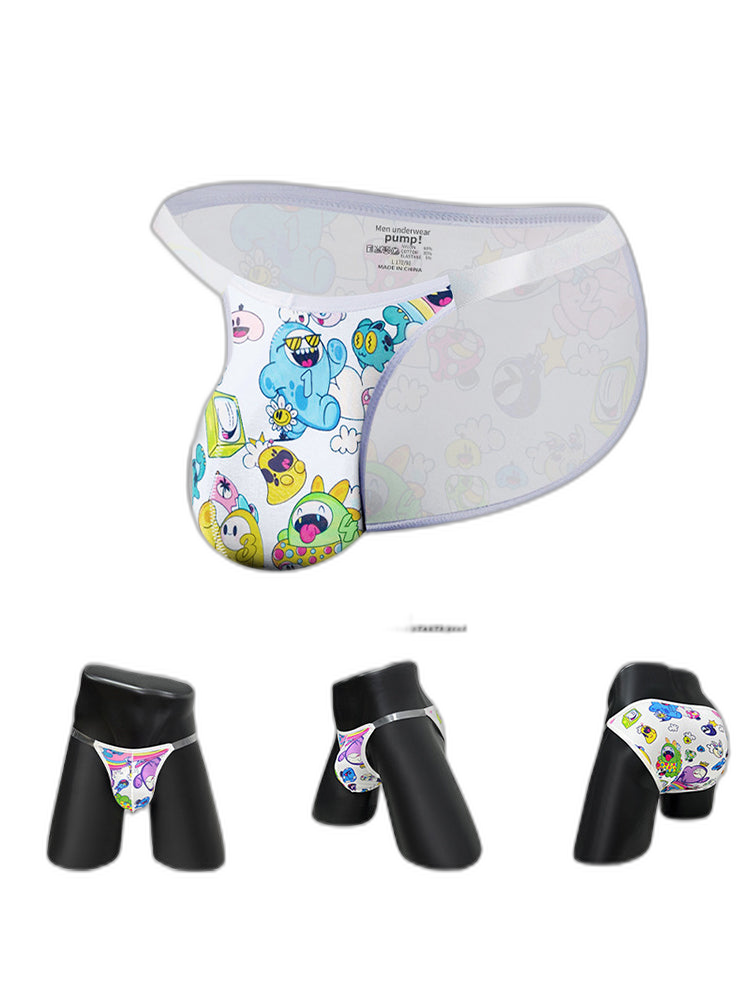 2 Pack Men's Trendy Printed Cartoon Comfortable and Breathable Bikini