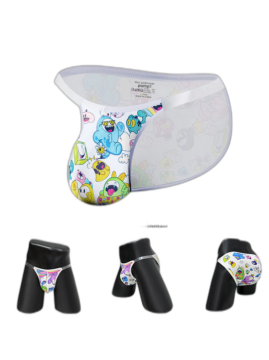 2 Pack Men's Trendy Printed Cartoon Comfortable and Breathable Bikini
