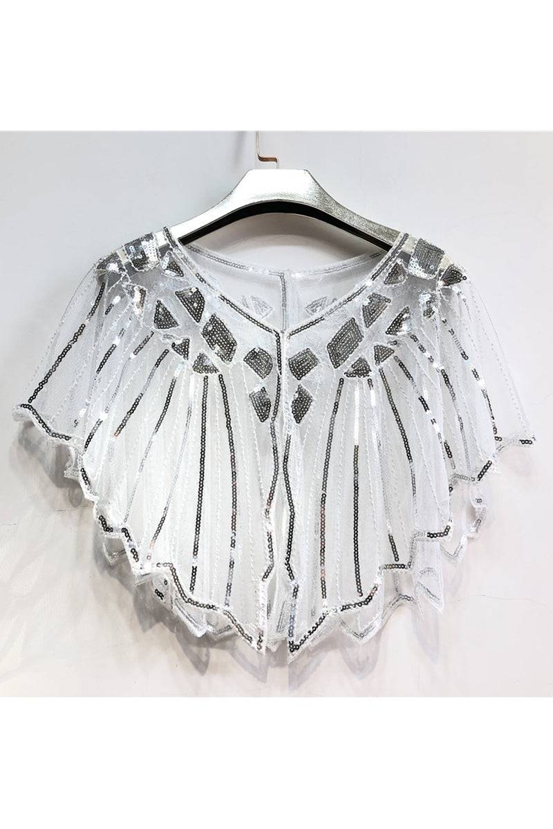 Embroidery Mesh See Through Sequins Patchwork Wraps