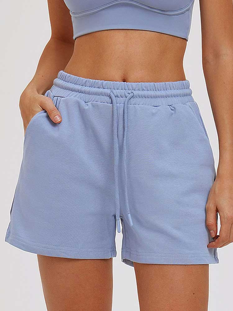 Men's Solid-Color Casual Straight-Leg Cotton Athletic Shorts