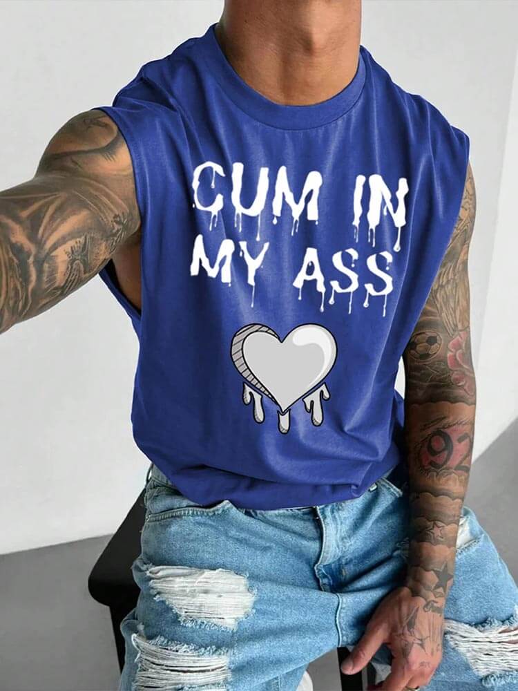 Men's LGBTQ Cum In My Ass Print Wide Shoulder Vest