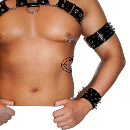 Tumbled Leather Spike Band