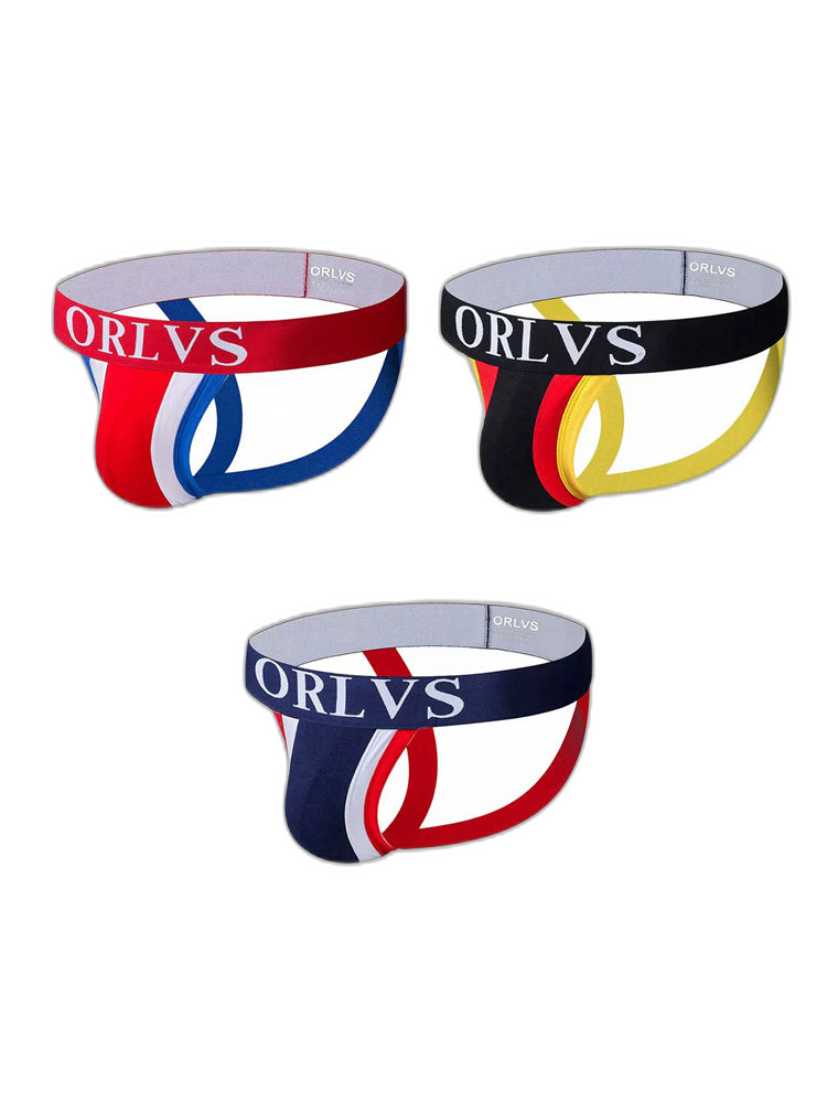 3 Pack Men's U-Pouch Striped Sexy Jockstraps