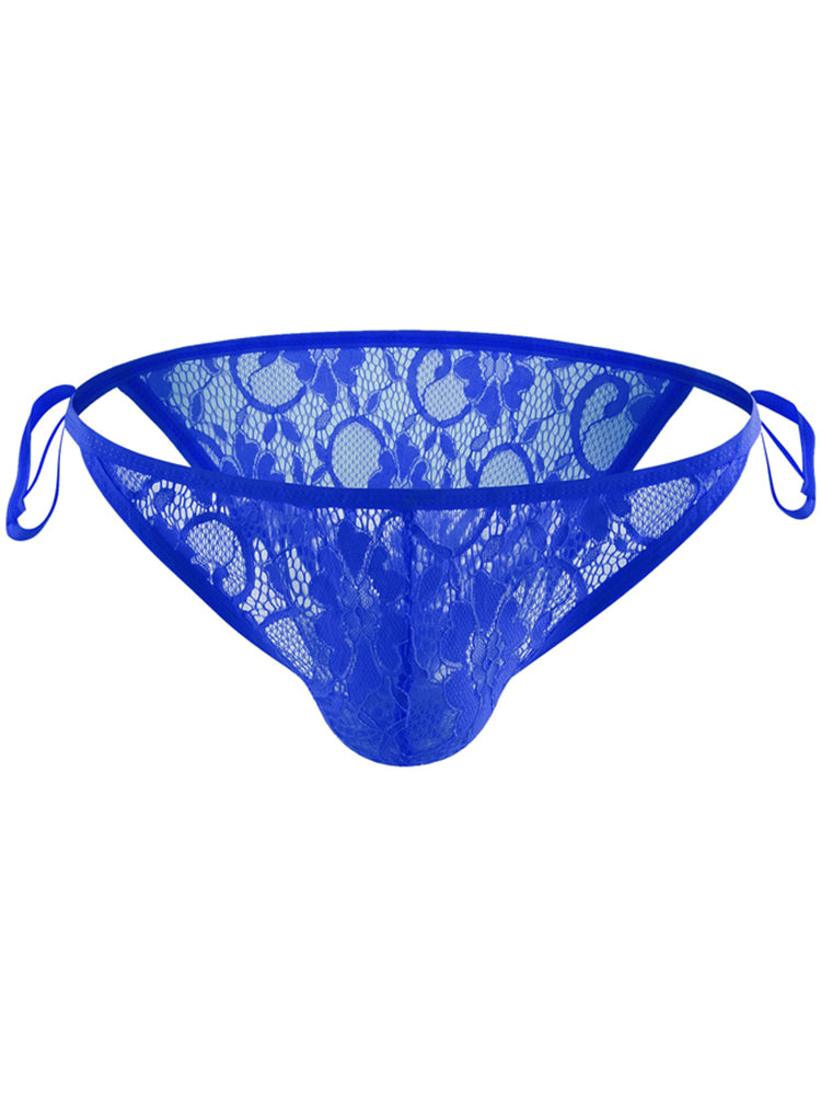 Men's Sexy Lace Strappy Side Split Sheer Briefs