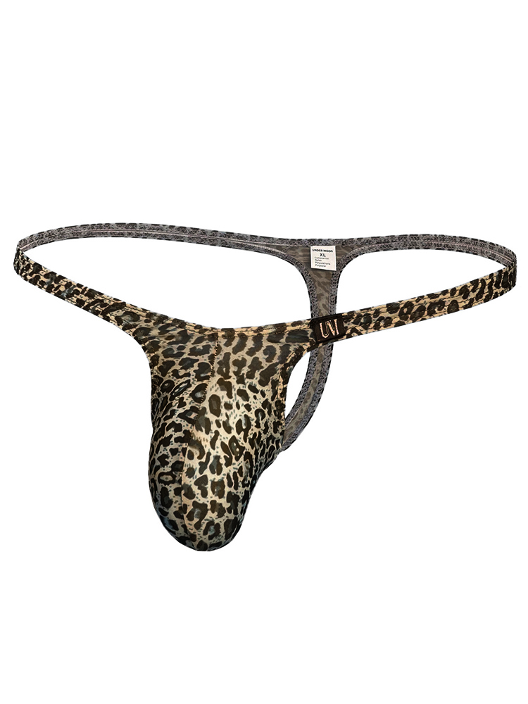 Men's Leopard Printed Smooth Ice Silk Thong