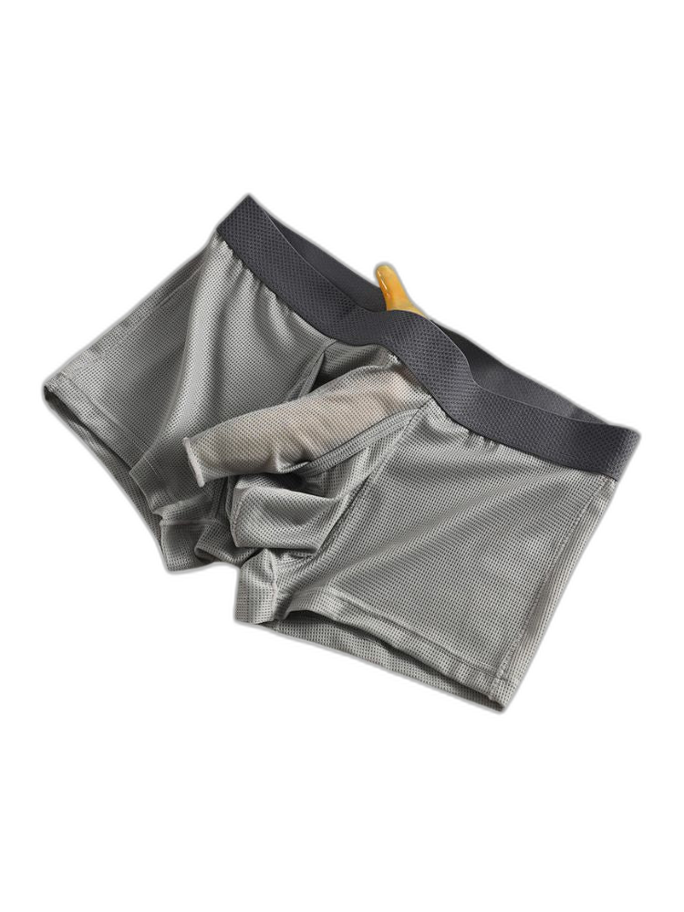 3 Pack Men's Ice Silk Front Split Pouch Breathable Mesh Cooling Comfort Trunks