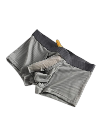3 Pack Men's Ice Silk Front Split Pouch Breathable Mesh Cooling Comfort Trunks