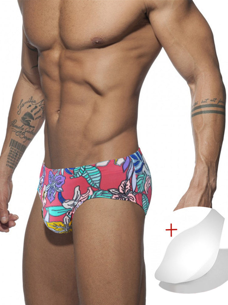 Men's Printed Sexy Cup Triangle Swim Briefs