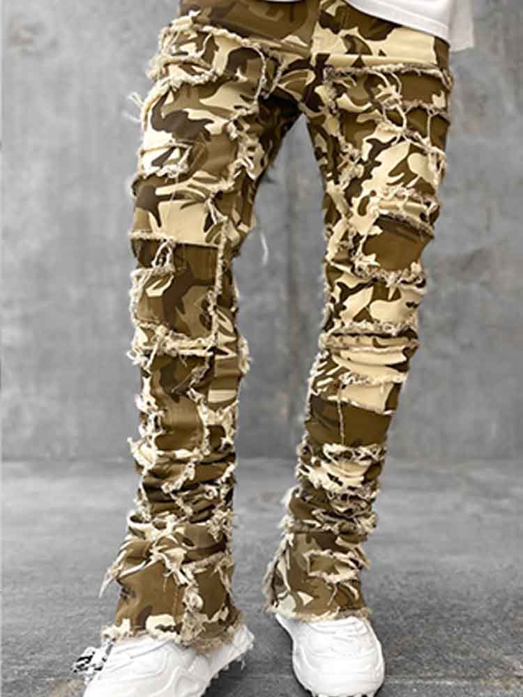 Men's Street Fashion Patch Straight Jeans