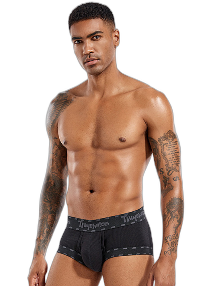 Men's Threaded Fabric Pouch Trunks With Fly