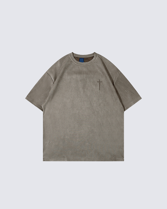 Minimalist Cross Embroidery T-shirt – Street-Inspired Casual Wear
