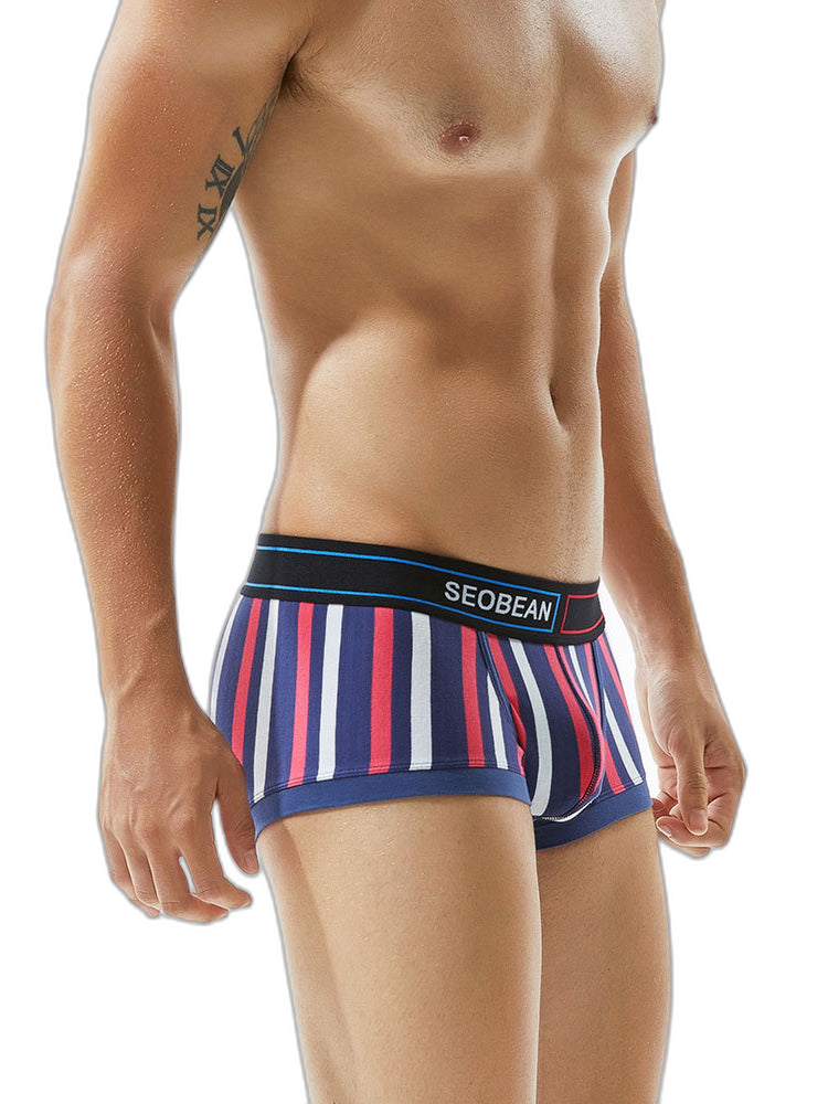 2 Pack Men's Colorful Striped U Convex Pouch Trunks